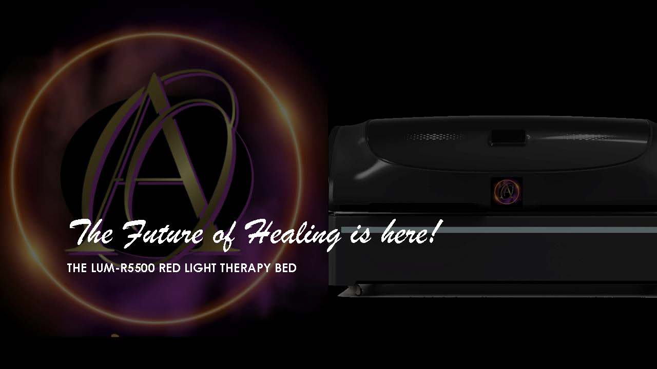 A sleek, modern product showcasing the red light therapy technology.